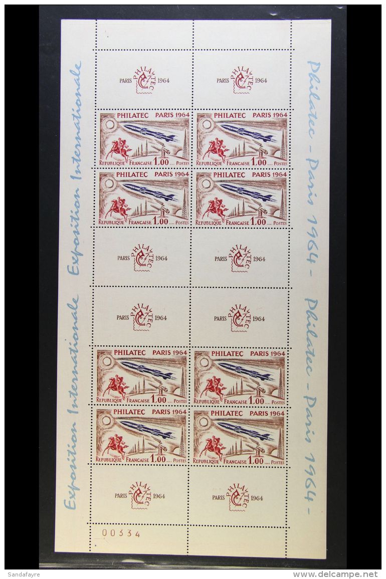 1964 "PHILATEC 1964" Complete Sheet (numbered At Base) Comprising 8 X 1f Stamps Plus 8 Printed Labels, SG MS1651a... - Other & Unclassified