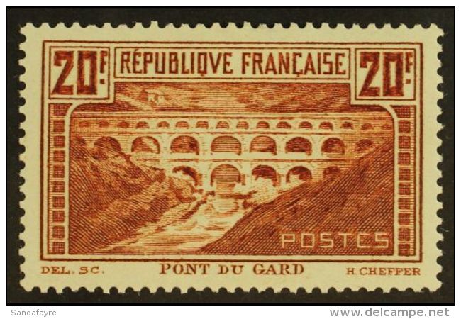 1929 - 31 20fr Brown "Pont Du Gard", Perf 13&frac12;x13, Yv 262 (Type I), Very Fine And Fresh Mint. For More... - Other & Unclassified