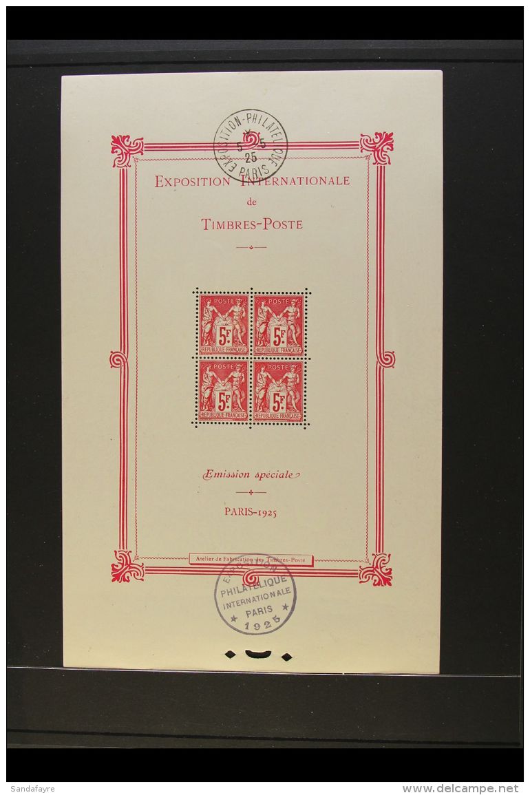 1925 5fr (x4) Paris International Exhibition Min Sheet, Yv BF1b, Never Hinged Mint With Exhibition Cancels Away... - Autres & Non Classés