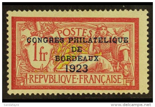 1923 1fr (=2fr) Bordeaux Philatelic Congress, Yv 182, Very Fine Lightly Hinged Mint. For More Images, Please Visit... - Autres & Non Classés