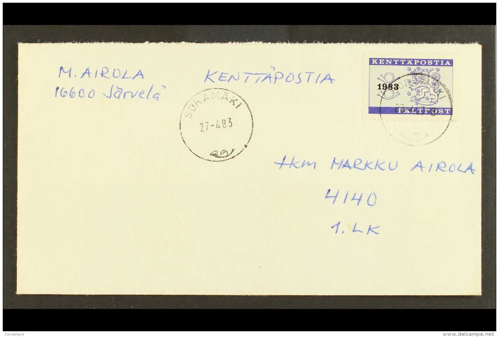 MILITARY FIELD POST 1983 (27 Apr) Cover Bearing Kenttaposta (-) Bluish Violet Overprinted Stamp (Michel 9, SG... - Other & Unclassified