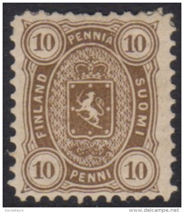 1875-85 10 Penni Olive-brown, Perf 11, Facit 15, Fine Mint With Part Original Gum. For More Images, Please Visit... - Other & Unclassified