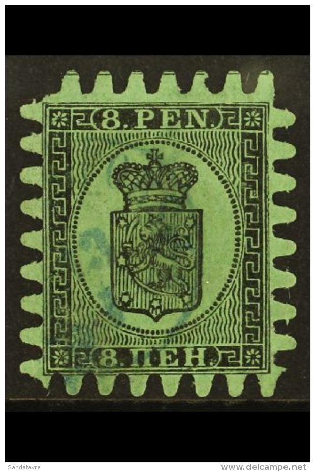 1866-67 8p Black/blue Green, Wove Paper, Type II Serpentine Roulette, SG 45, Very Fine Used For More Images,... - Autres & Non Classés