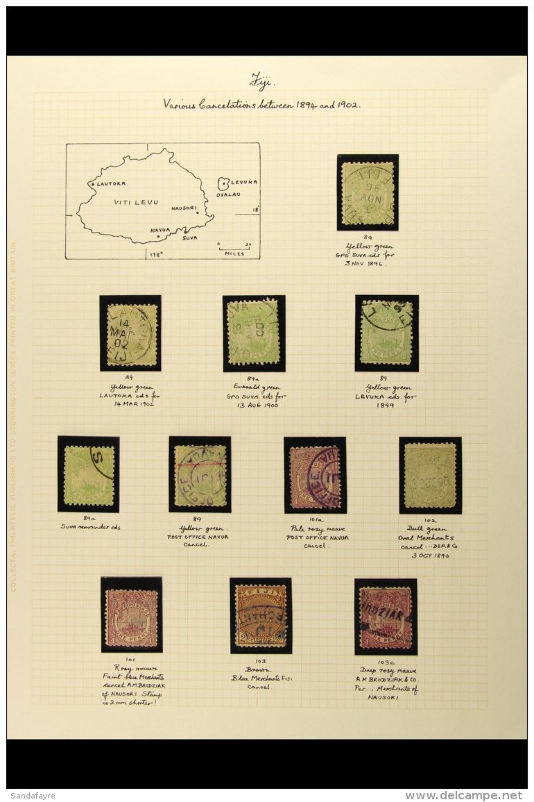 POSTMARKS 1894-1902 Group Of Identified Postmarks On Fine 1d, 2d, And 2&frac12;d Definitives, Note Lautoka, Navua... - Fidji (...-1970)