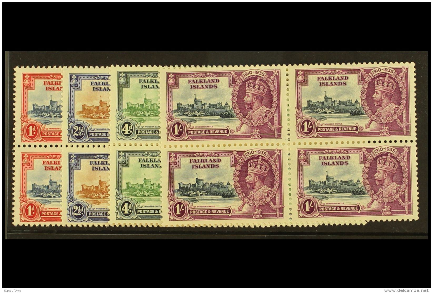 1935 Silver Jubilee Set Complete, SG 139/42, In Never Hinged Mint Blocks Of 4 (16 Stamps) For More Images, Please... - Falkland Islands