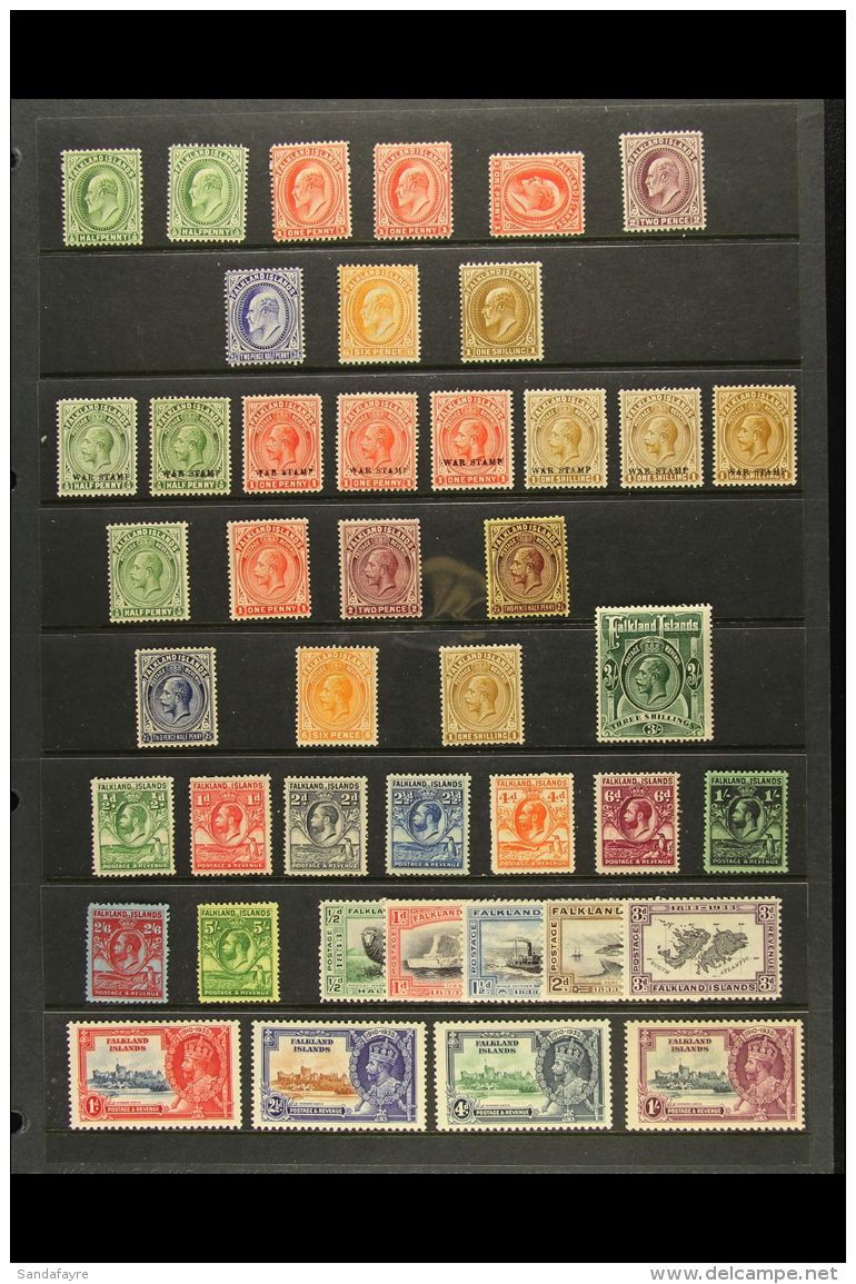 1904-35 MINT COLLECTION On A Stock Page. Inc 1904-12 Set To 1s With A Few Shades, 1921-28 Set, 1929-37 Set To 5s,... - Falkland Islands