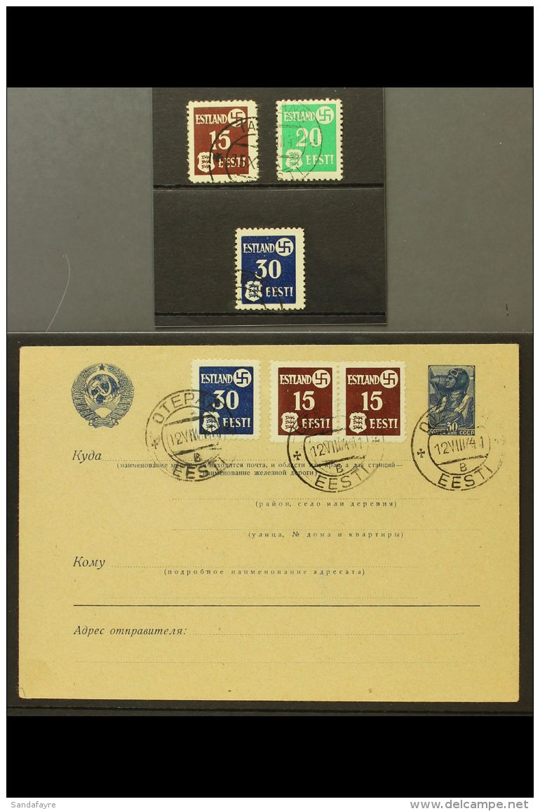 ESTONIA (Aug) Thick Paper Complete Set (Michel 1x/3x,SG 3A/5A), Fine Used, Plus 15k Pair &amp; 30k Used On... - Estonie