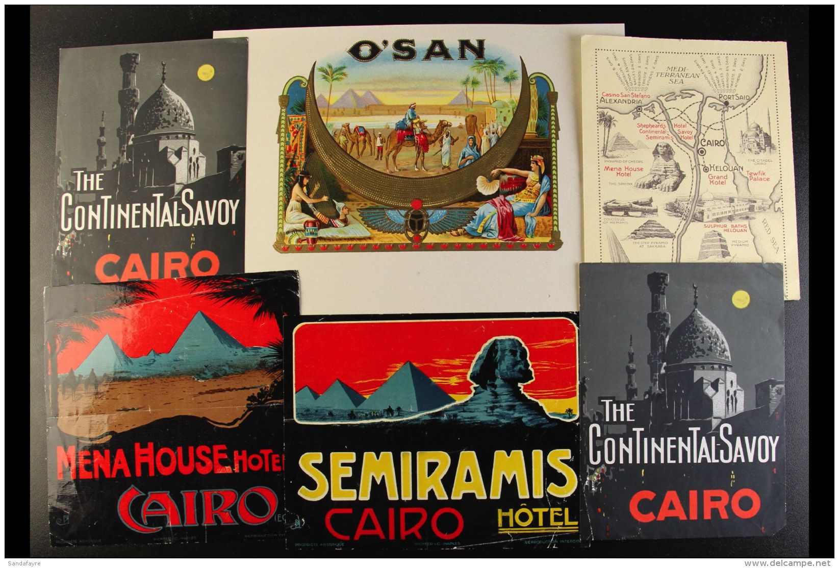 CINDERELLAS An Interesting Collection That Includes Large Hotel Labels, Official Seals, Suez Canal Forgeries, Red... - Sonstige & Ohne Zuordnung