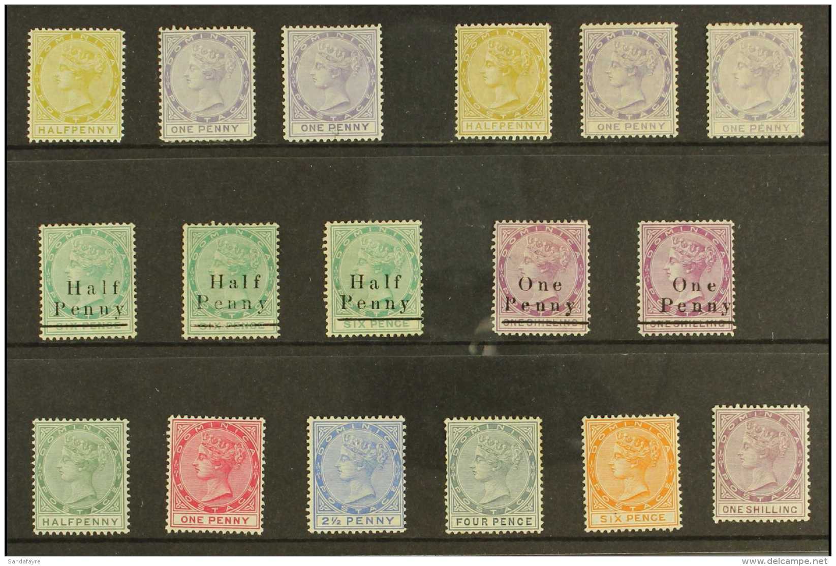 1877-1890 ATTRACTIVE MINT SELECTION Comprising 1877-79 (CC) &frac12;d &amp; 1d (2); 1883-86 (CA) &frac12;d &amp;... - Dominique (...-1978)