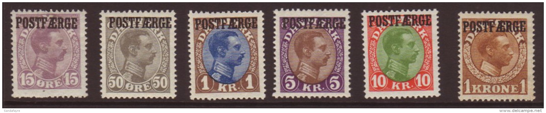 POSTAL FERRY STAMP 1919-1945 Christian X Very Fine Mint Group Including 15o, 50, 1kr, 5kr And 10kr Values, Facit... - Autres & Non Classés