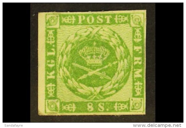 1858 8s Green Wavy Lines In Spandrels (SG 18, Michel 8, Facit 8), Mint Regummed, Four Clear To Large Margins, Tiny... - Autres & Non Classés