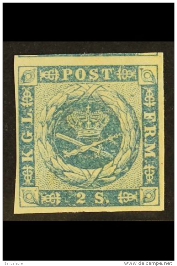 1854-57 2s Blue Dotted Spandrels (SG 7, Michel 3, Facit 3), Never Hinged Mint With Four Good To Large Margins... - Other & Unclassified