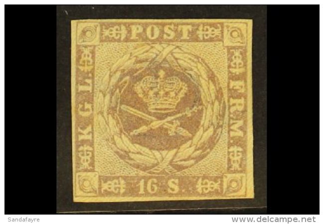 1854-57 16s Grey-lilac Dotted Spandrels (SG 13, Michel 6, Facit 6), Mint With Traces Of Gum, Four Margins, Small... - Other & Unclassified