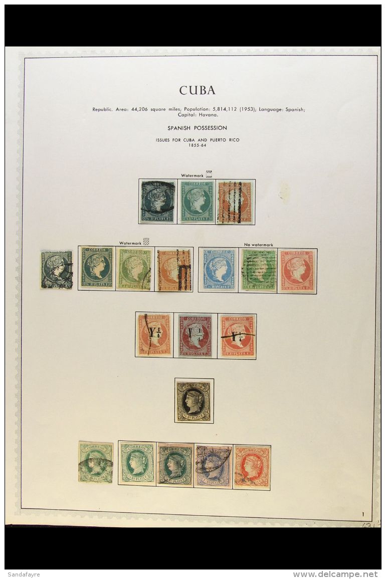 1855-1898 SPANISH DOMINION Mint And Used Collection On Printed Pages. Note 1855-1857 Watermarked And Unwatermarked... - Autres & Non Classés