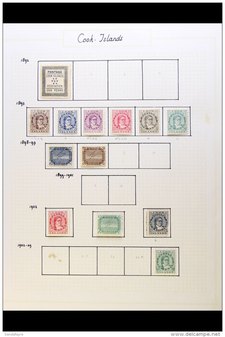 1892-1949 MINT COLLECTION On Leaves, Inc 1892 1d, 1893-1900 Perf 12x11&frac12;1d Brown, 1&frac12;d &amp;... - Cook Islands