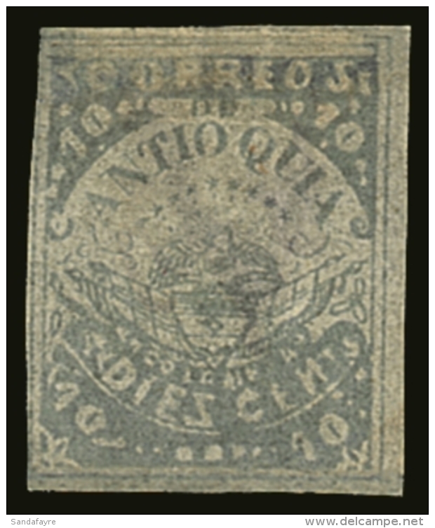 ANTIOQUIA 1879 10c Violet On Thin Wove Paper, SG 32, Unused. Attractive Stamp But Bottom Margin Added.Very Scarce.... - Colombie