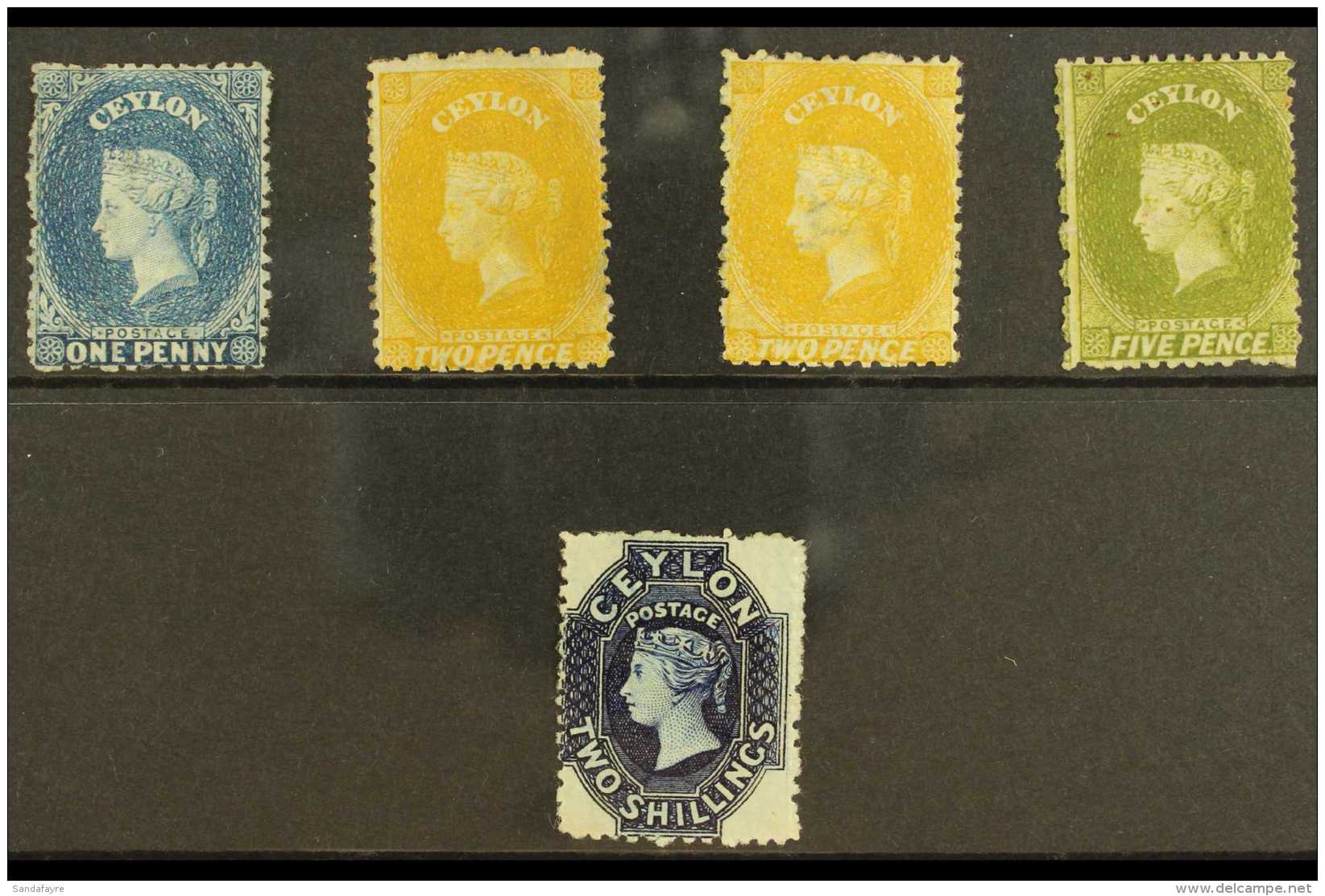 1867-70 FINE MINT REVERSED WATERMARK GROUP. On Specially Produced Handmade Paper, CC Watermark, Perf 12&frac12;... - Ceylon (...-1947)