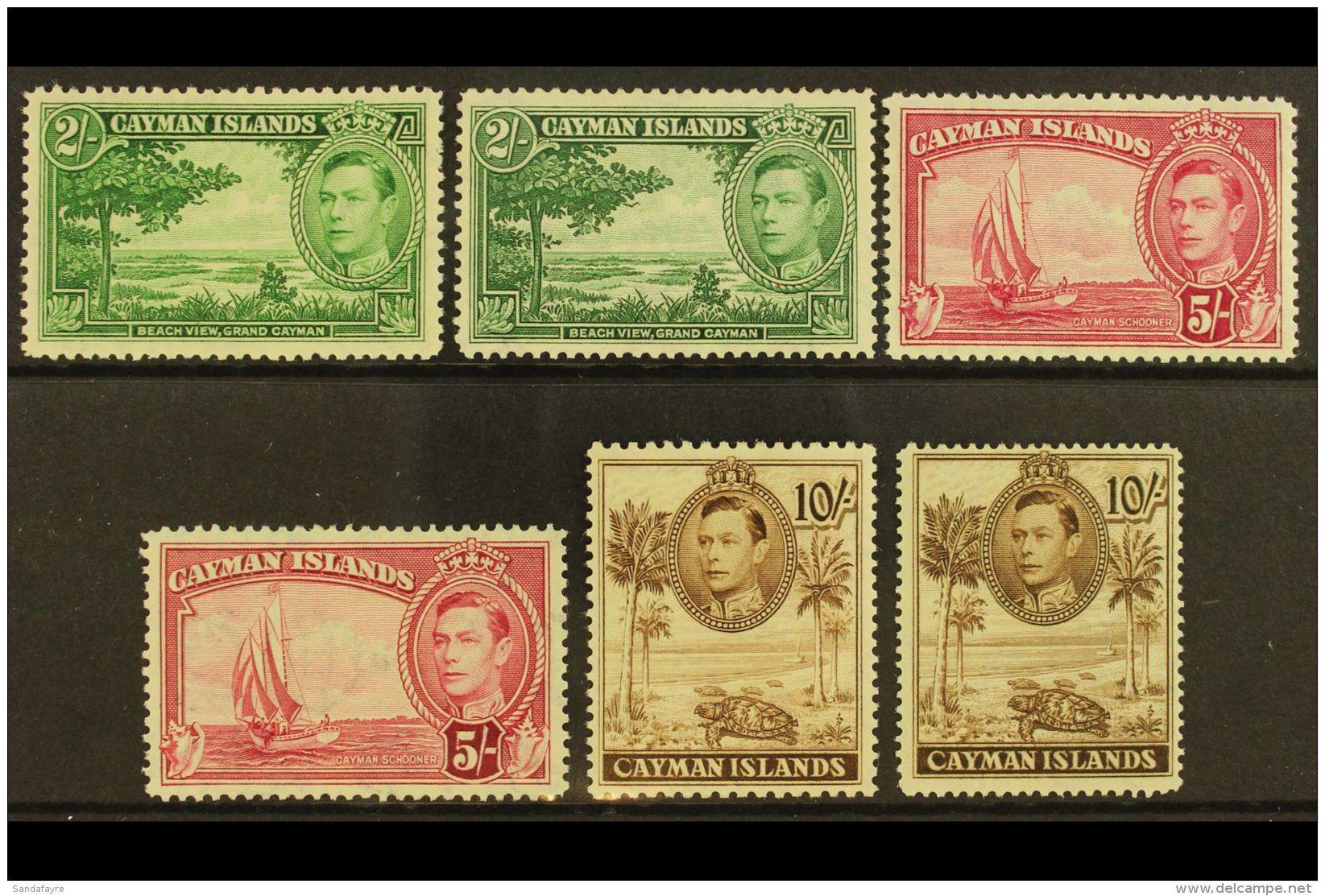 1938-48 Both 2s And 5s Shades, Both 10s Perfs, SG 124/126a, Fine Mint. (6) For More Images, Please Visit... - Iles Caïmans