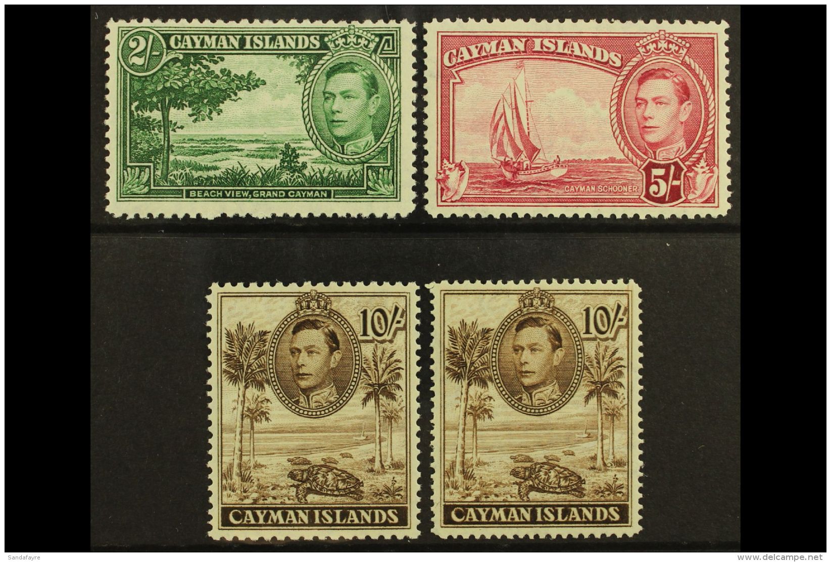 1938-48 2s Deep Green, 5s Crimson, And Both 10s Perfs, SG 124a, 125a, 126/a, Fine Mint Never Hinged Mint With... - Cayman Islands