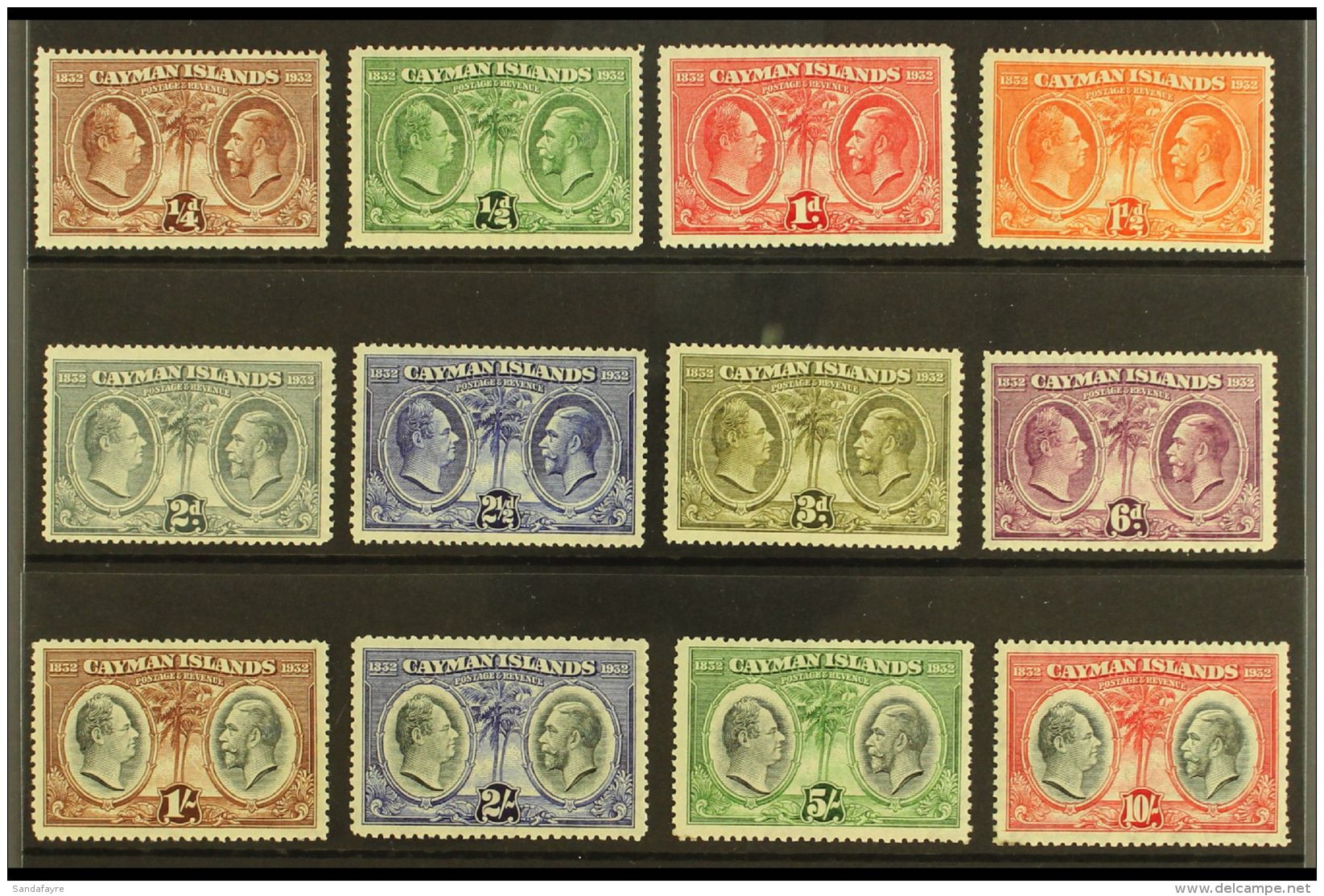 1932 Centenary Complete Set, SG 84/95, Lightly Hinged Mint, Some Gum Toning But Fresh Frontal Appearance, The 10s... - Iles Caïmans