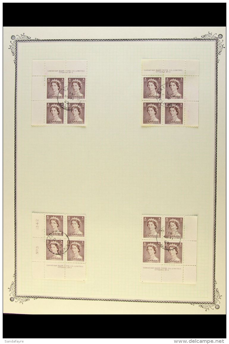 1953 PLATE BLOCKS OF FOUR. QEII Karsh Portrait (SG 450/54) Superb Used Collection Of All Different Corner PLATE... - Other & Unclassified