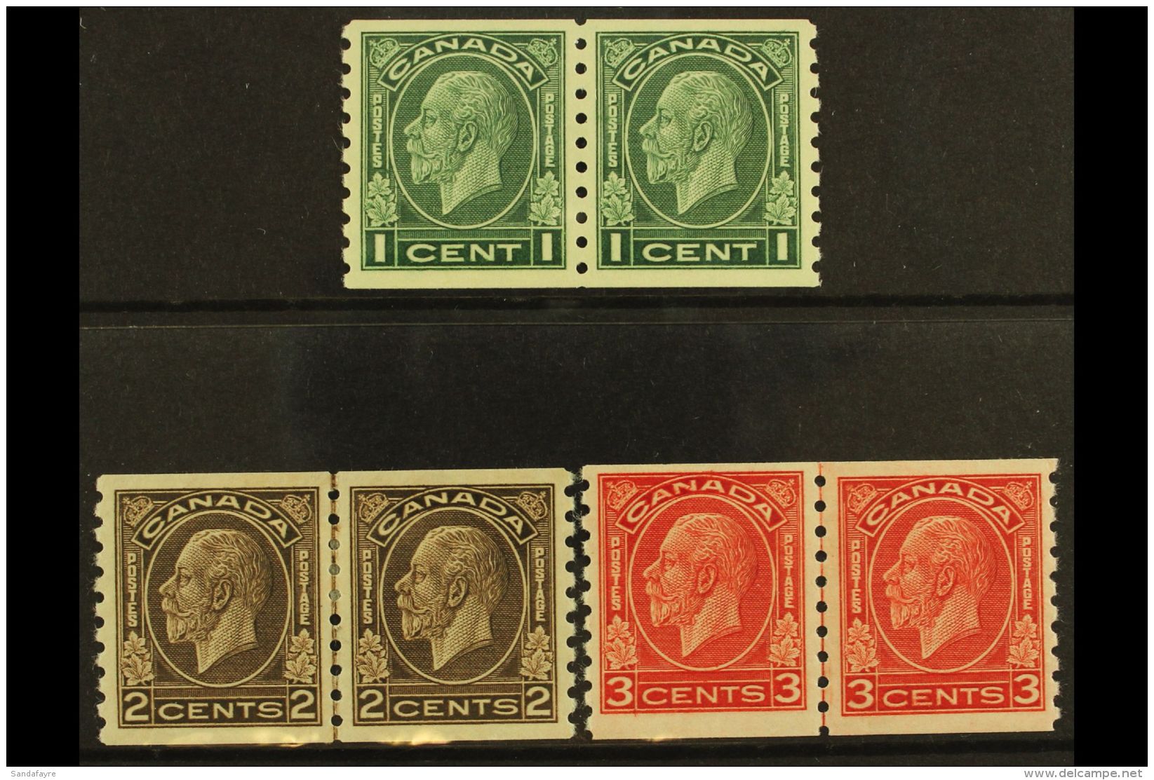1932-33 Coil Stamps Imperf X Perf 8&frac12; Complete Set, SG 326/28, Fine Mint (1c &amp; 3c Are NHM) Horiz PAIRS,... - Other & Unclassified