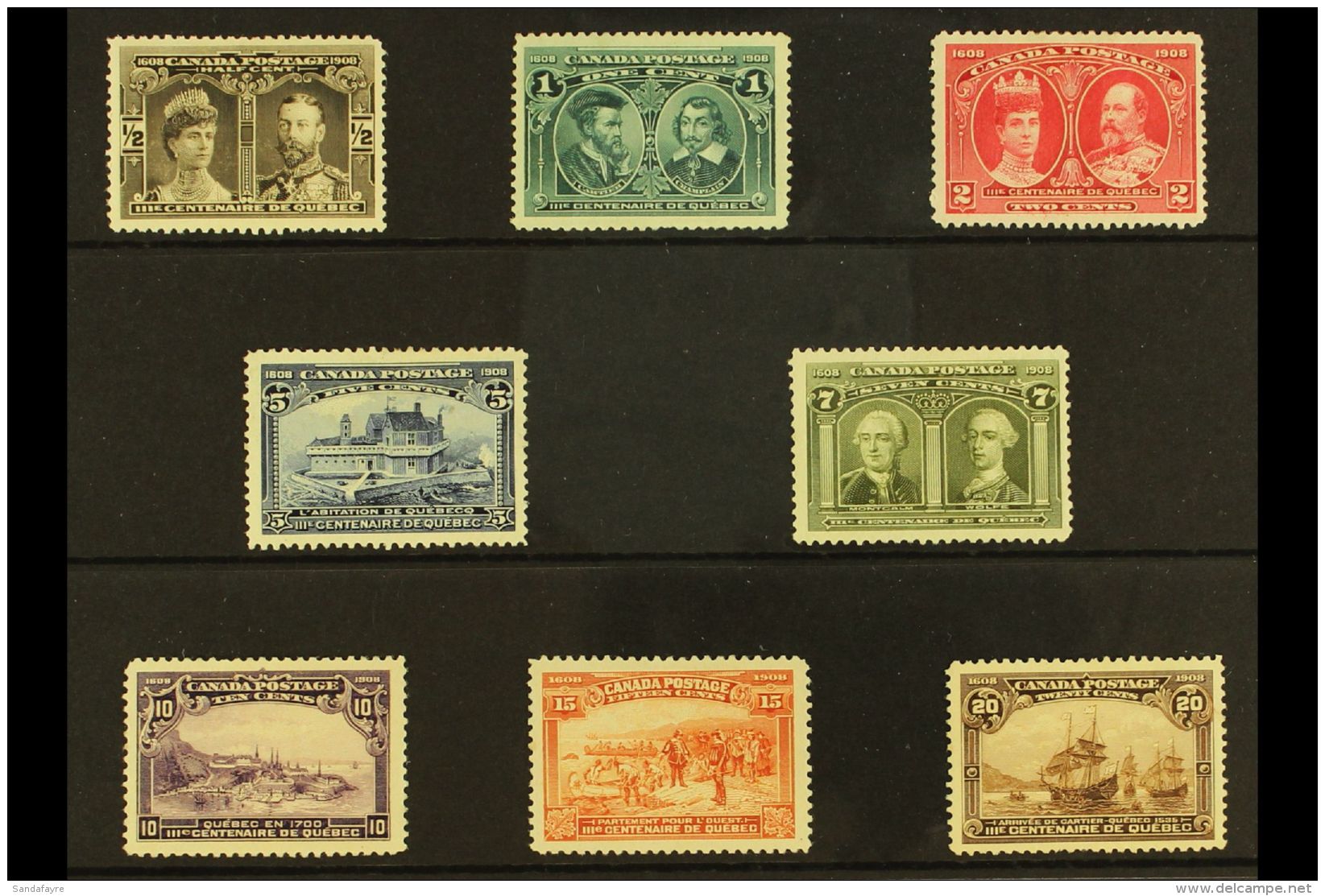 1908 Quebec Tercentenary Set Complete, SG 188/195, Very Fine Mint Large Part OG With Much Better Than Normal... - Other & Unclassified