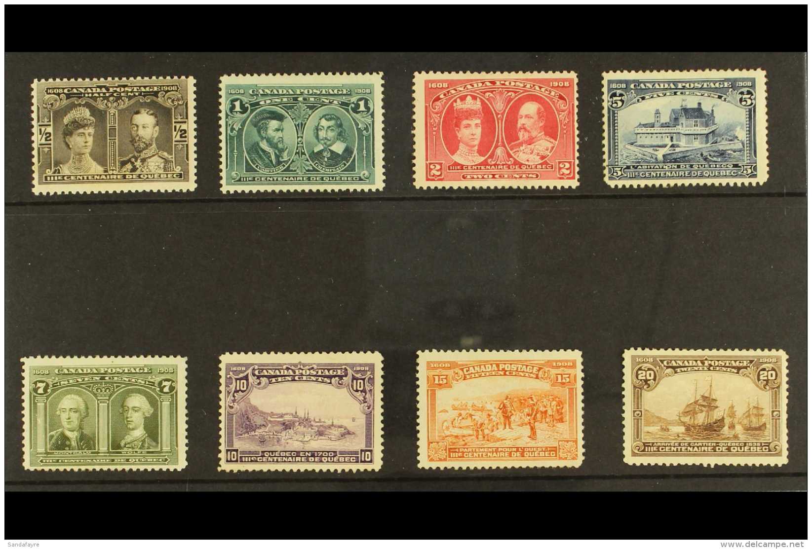 1908 Quebec Tercentenary Set Complete, SG 188/195, Mint With Much Better Than Normal Gum (ie. No Thins), The 20c... - Other & Unclassified