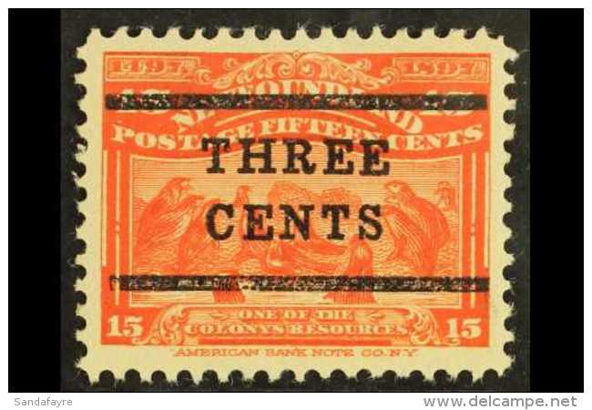 1920 3c On 15c Bright Scarlet, Bars In Surcharge 10.5mm Apart, SG 145, Fine Mint. For More Images, Please Visit... - Other & Unclassified
