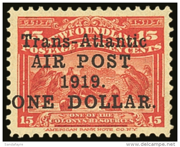 1919 $1 On 15c Bright Scarlet With No Comma After "Post" Variety, SG 143a, Very Fine Mint For More Images, Please... - Other & Unclassified