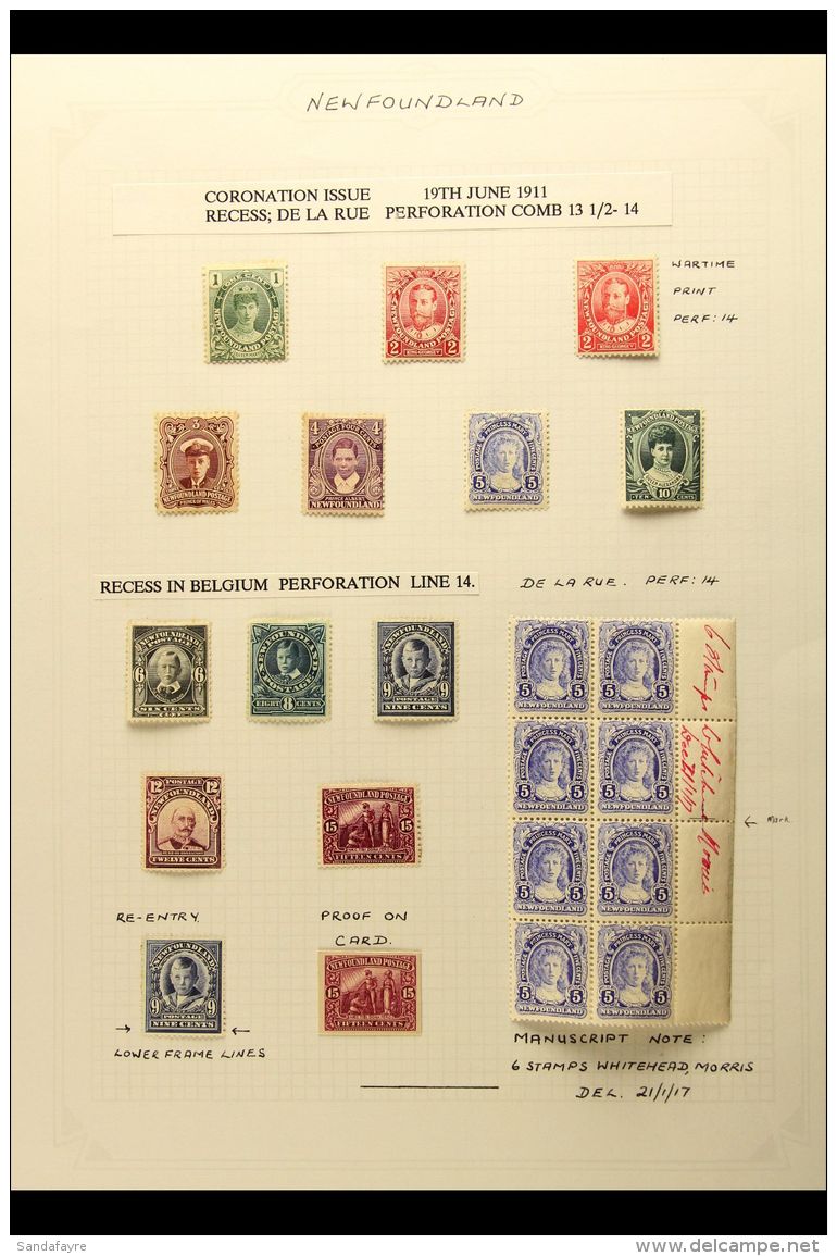 1911-16 1911 Coronation Complete Set, SG 117/27, Mint, Also 2c Perf.14, 9c With Re-entry, 15c Proof On Card And 5c... - Autres & Non Classés