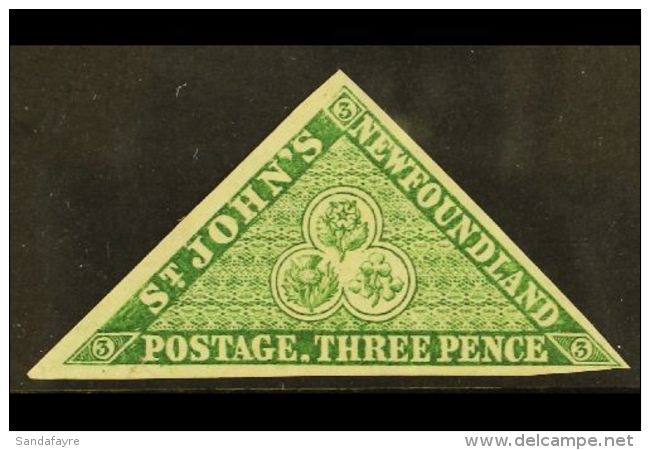 1857-64 3d Yellowish Green Triangle, SG 3, Unused No Gum With 3 Close To Very Large Margins. Fresh And Attractive... - Other & Unclassified