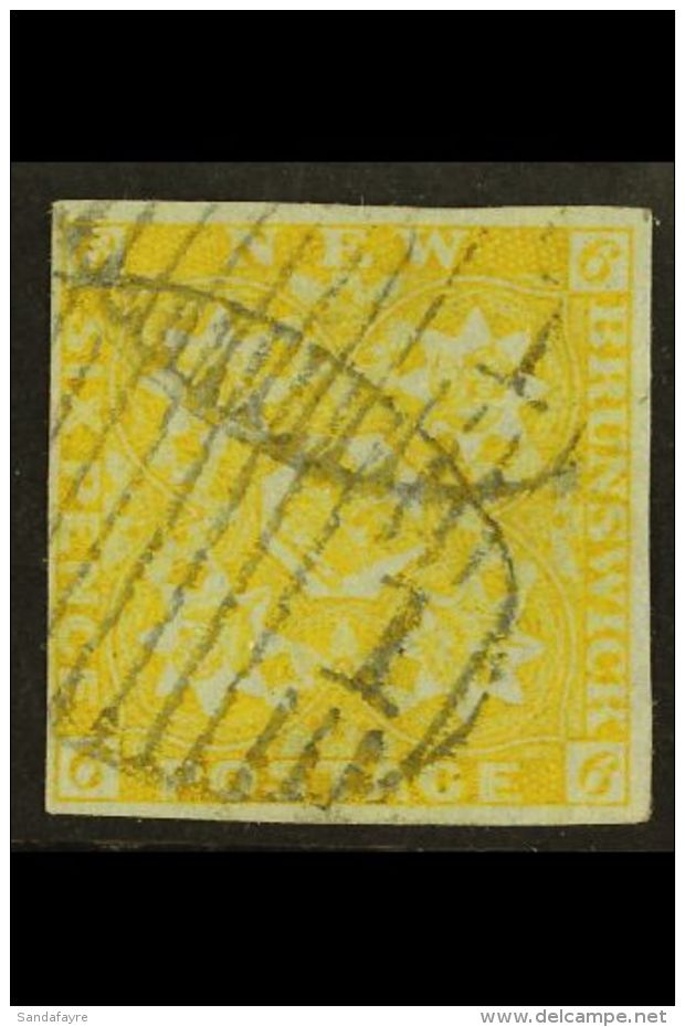 1851-60 6d Olive-yellow Imperf, SG 4, Good Used With Four Good To Large Margins And Two Neat "1" In Barred Oval... - Autres & Non Classés