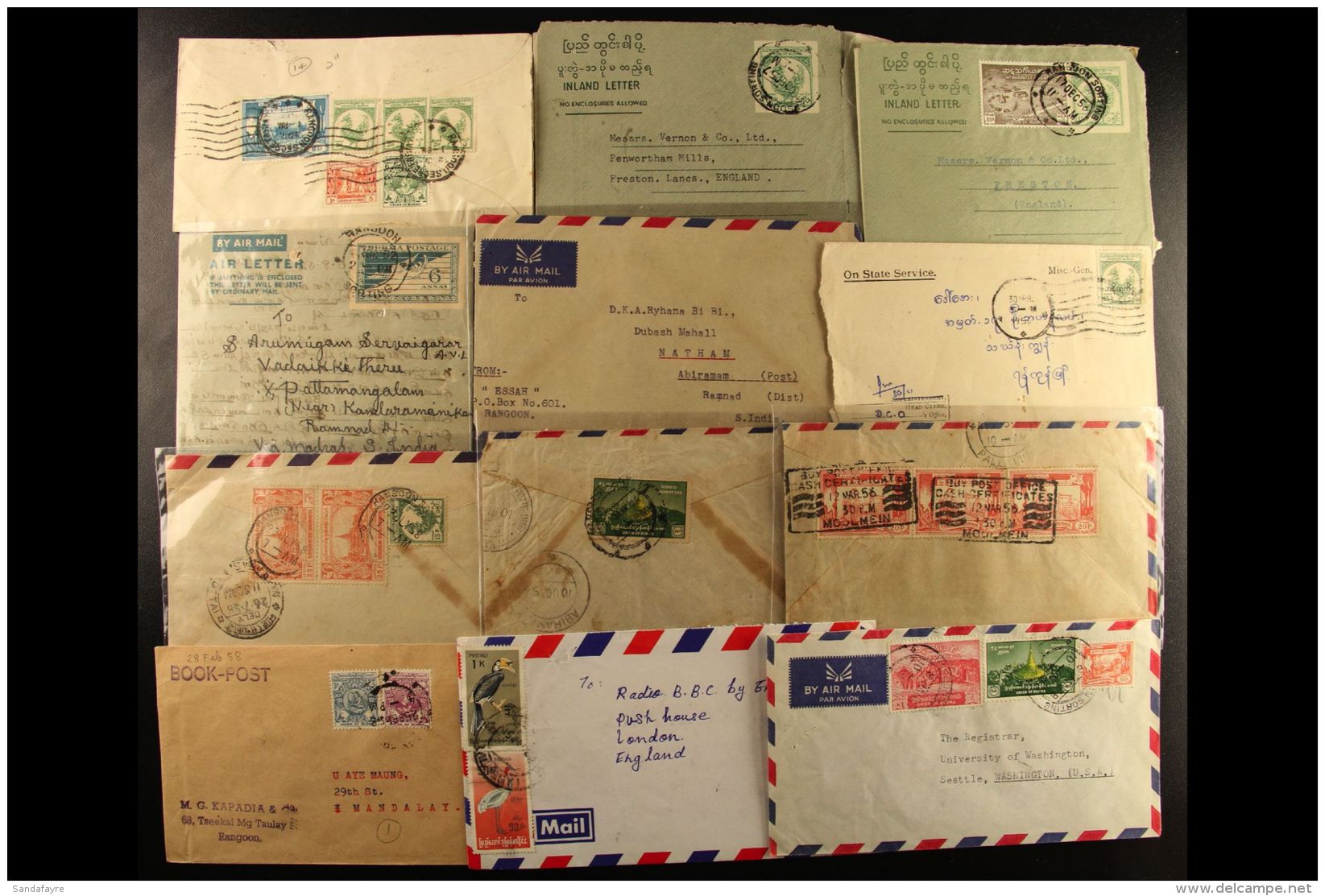 1950's TO 2004 COVERS ASSORTMENT. A File Box Containing A Fascinating Haul Of Covers As Accumulated By A... - Birmanie (...-1947)