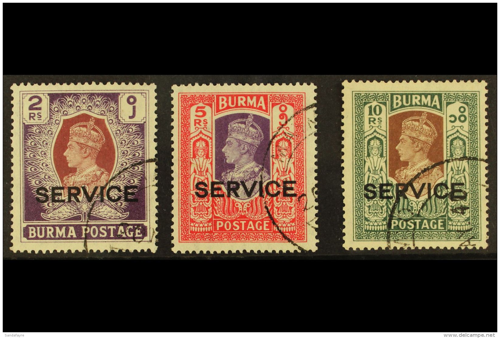 1939 Official 2r To 10r, SG O25/27, Fine Cds Used. (3) For More Images, Please Visit... - Birmanie (...-1947)