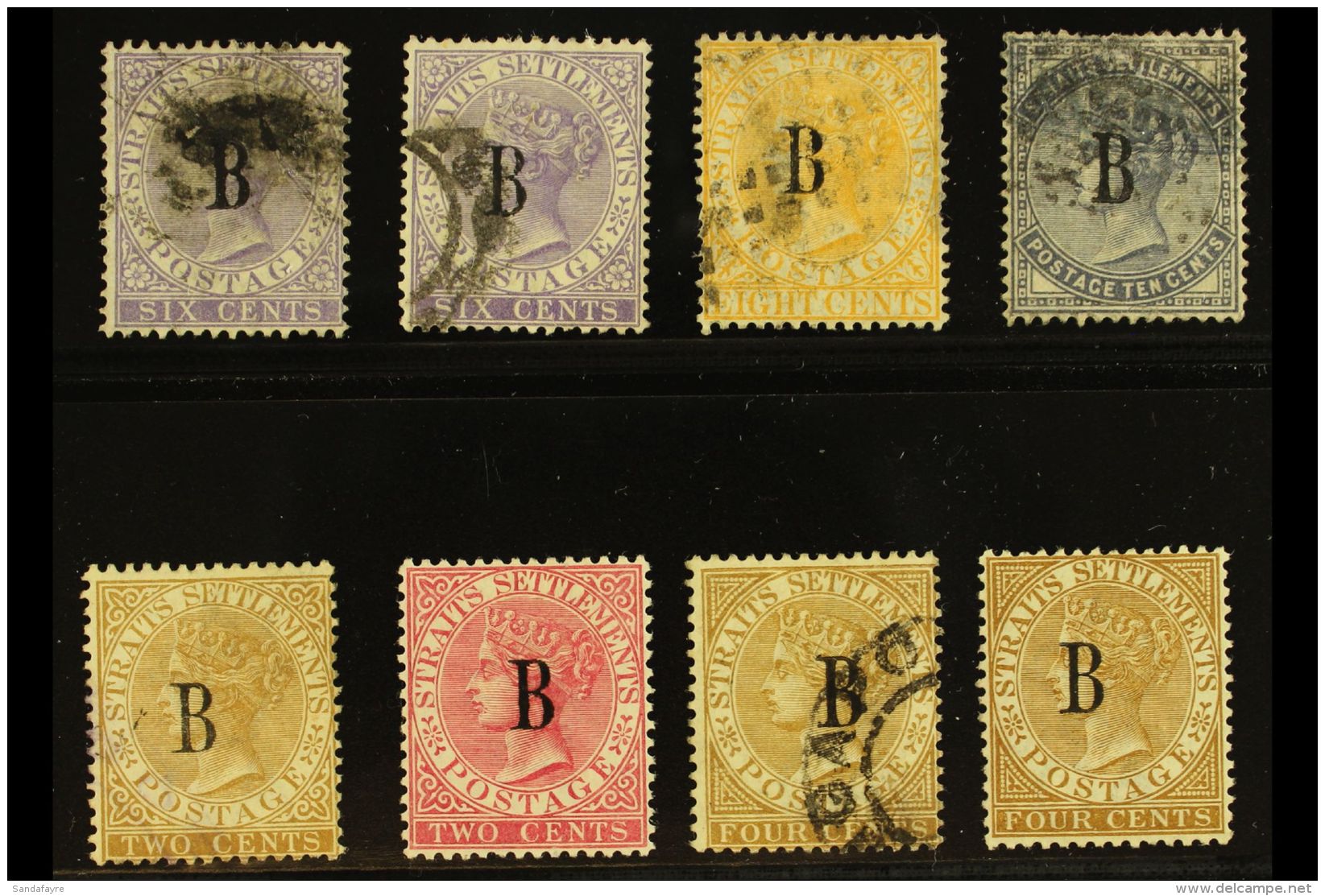 BANGKOK 1882-85 "B" Overprints Group On A Stock Card, Inc 1882-85 Wmk CC 6c Lilac (x2), 8c Orange (showing... - Siam