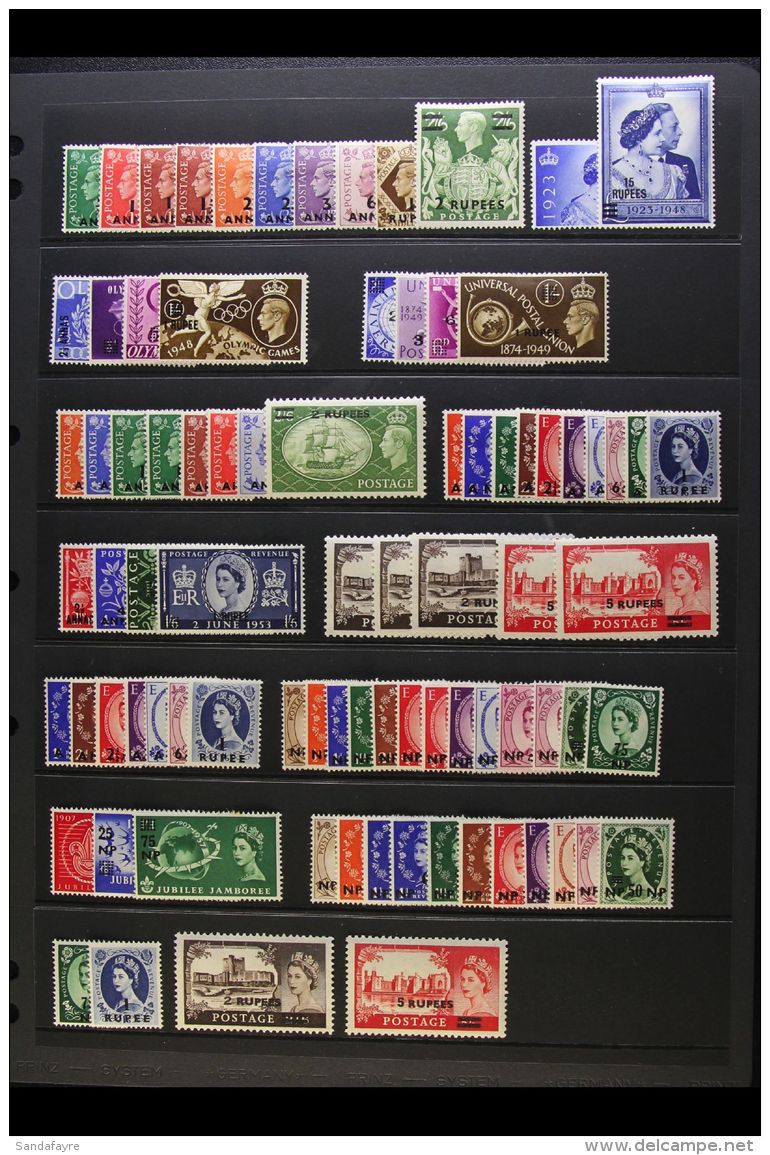 1948 - 1960 Complete Mint Collection, Less SG 41a And 58a, Very Fine And Fresh Including 1948 1&frac12;d Type II,... - Bahrain (...-1965)