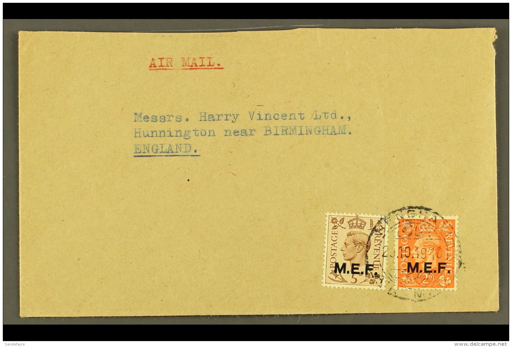 CYRENAICA 1949 Plain Envelope, Airmailed To England, Franked KGVI 2d &amp; 5d Ovptd "M.E.F." Benghazi 23.10.49... - Afrique Orientale Italienne