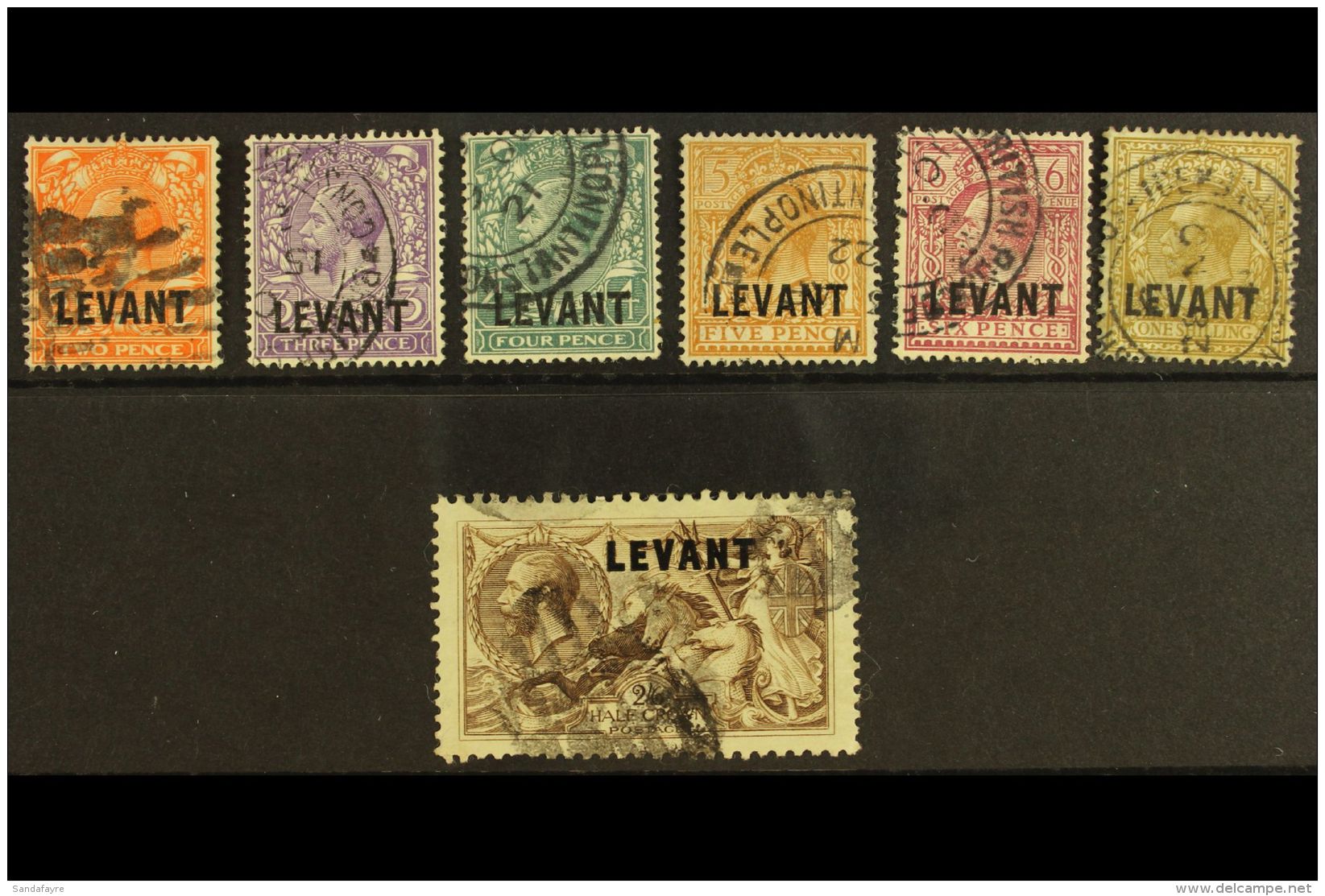 1921 Geo V British Currency Set To 2s 6d,  SG L18/24, Good To Fine Used. (7 Stamps) For More Images, Please Visit... - British Levant