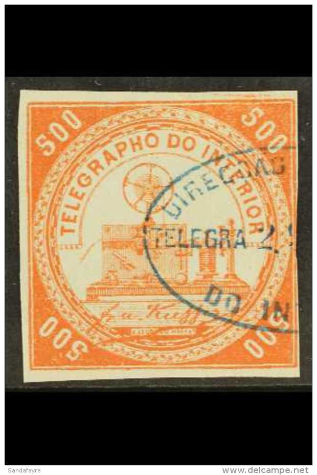 TELEGRAPHS 1873 500r Red Orange, Yv 5, Superb Used, Signed Brun. For More Images, Please Visit... - Autres & Non Classés