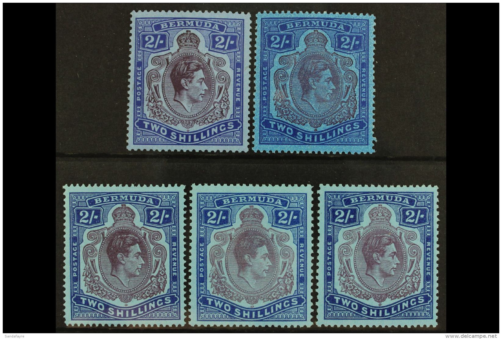 1938-53 ALL DIFFERENT 2s "Key Plate" MINT SELECTION. Includes SG 116, 116c, 116d, 116e &amp; 116f. A Lovely, Very... - Bermudes