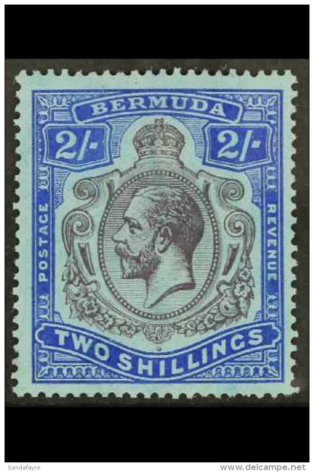 1924-32 2s Purple And Bright Blue On Pale Blue, With Break In Lines Below Left Scroll SG 88e, Fresh Mint, Couple... - Bermudes