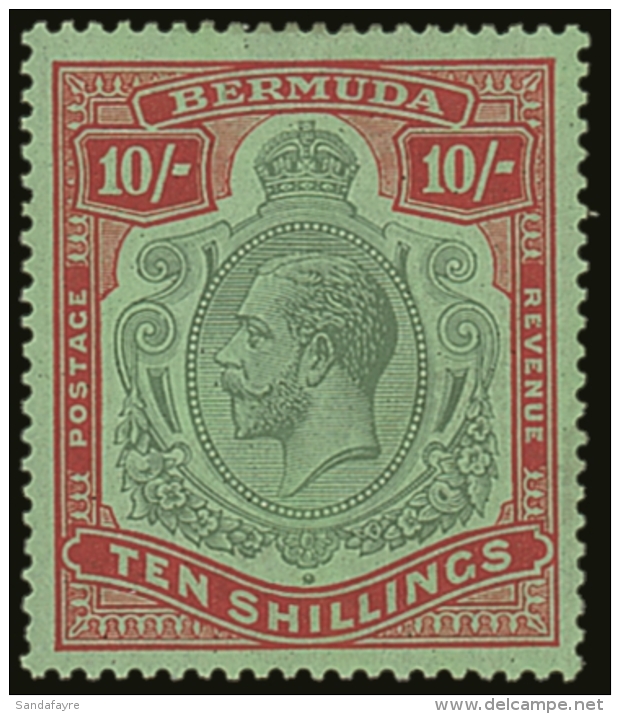 1924-32 10s Green &amp; Red On Pale Emerald, Wmk Script CA, SG 92, Very Fine Mint. For More Images, Please Visit... - Bermudes