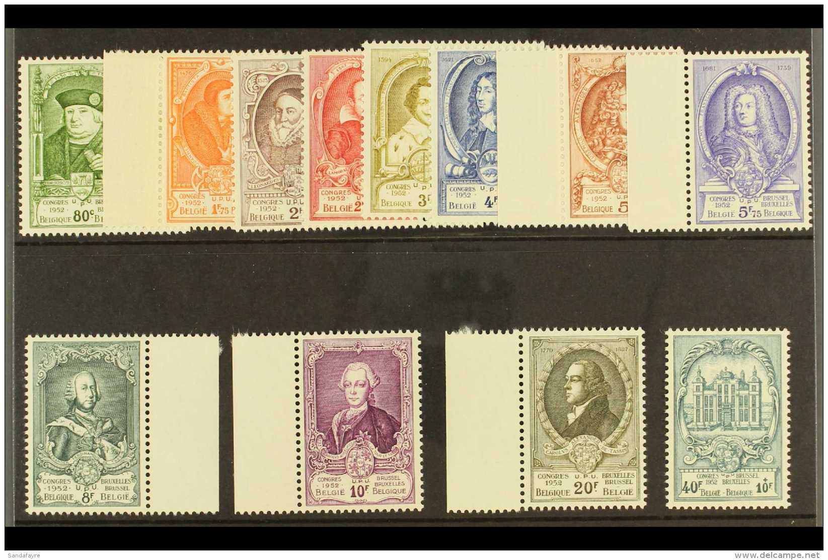 1952 UPU Congress Complete Set, SG 1398/1409 (COB 880/91), Very Fine Never Hinged Mint. (12 Stamps) For More... - Other & Unclassified