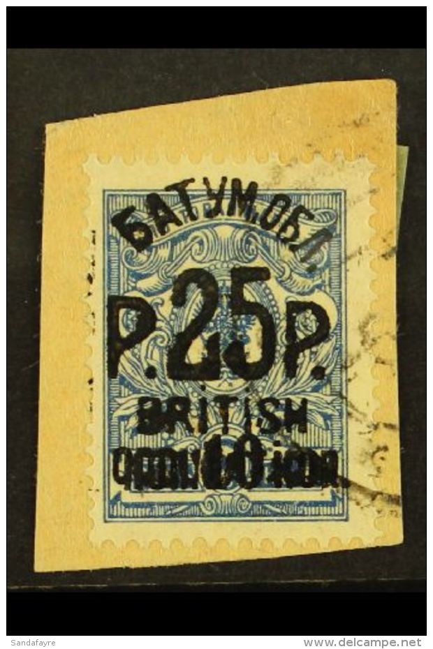 1920 25r On 10 On 7k Blue, SG 30, Used Tied To Small Piece. For More Images, Please Visit... - Batum (1919-1920)