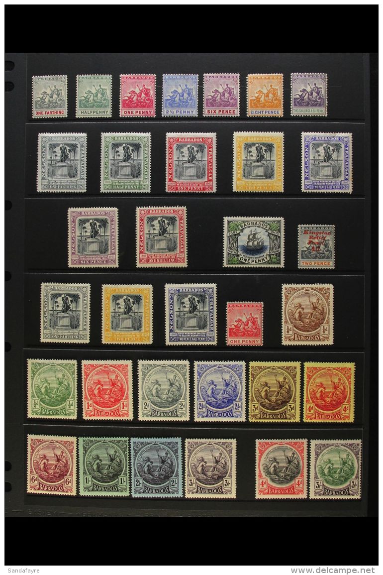 1905-1935 FINE MINT COLLECTION Presented On A Pair Of Stock Pages. Includes 1905 "Seal Of Colony" Set, 1906 Nelson... - Barbades (...-1966)