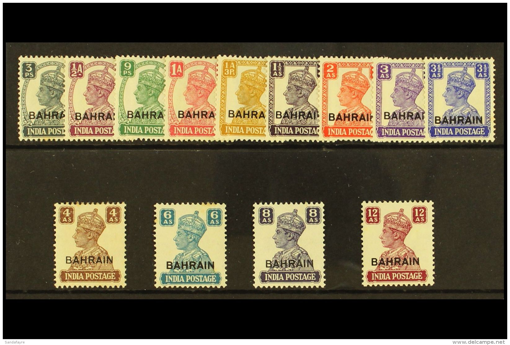 1942 Geo VI Set On White Paper. SG 38/50, Odd Gum Fault Otherwise Very Fine Mint. (13 Stamps) For More Images,... - Bahreïn (...-1965)