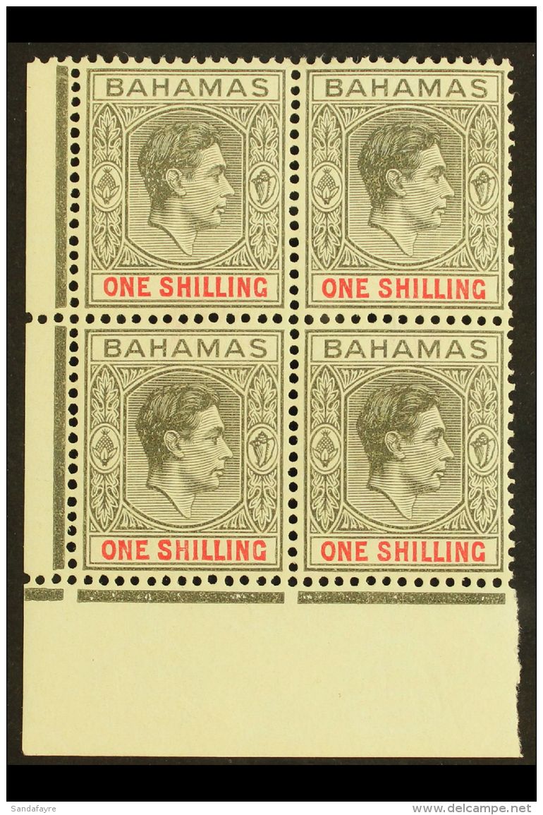 1938-52 1s Grey-black &amp; Bright Crimson Ordinary Paper, SG 155c, Superb Never Hinged Mint Lower Left Corner... - Other & Unclassified