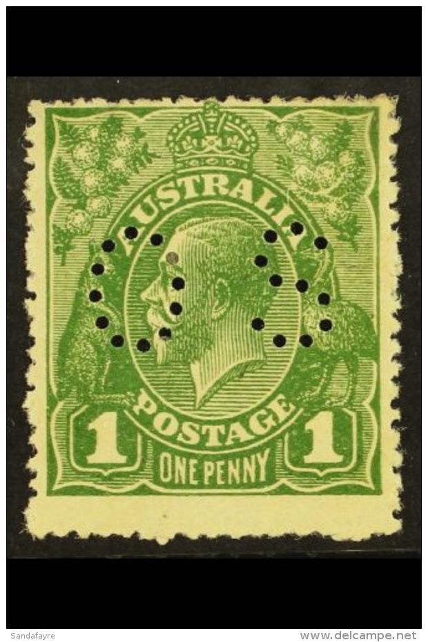 OFFICIALS 1924 1d Sage- Green No Wmk, With WATTLE FLAW Punctured "OS", SG O86var., Mint. For More Images, Please... - Other & Unclassified