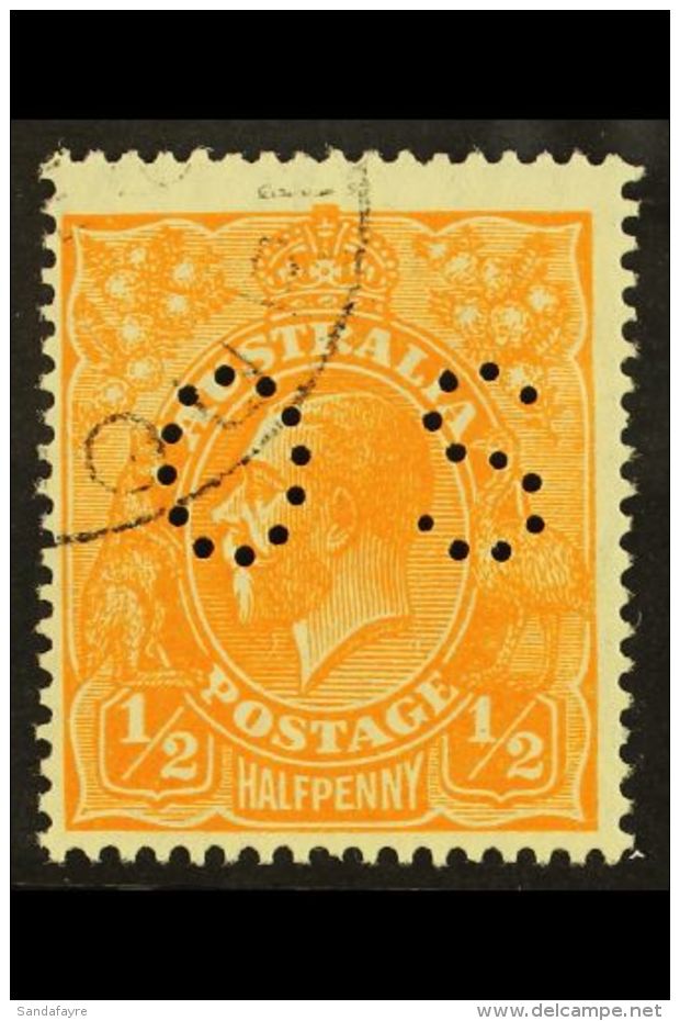 OFFICIAL 1926-30 &frac12;d Orange Perf 14, Punctured "OS", SG O88, Very Fine Used. For More Images, Please Visit... - Autres & Non Classés